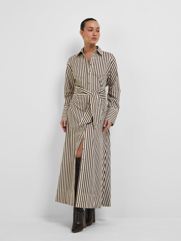 AVA MIDI DRESS, front view on size 8 model