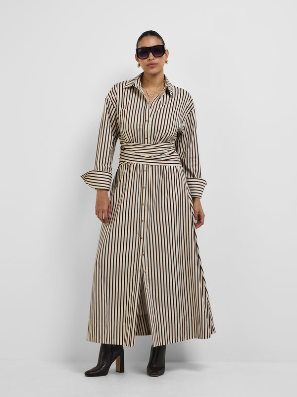 AVA MIDI DRESS, front view on size 12 model