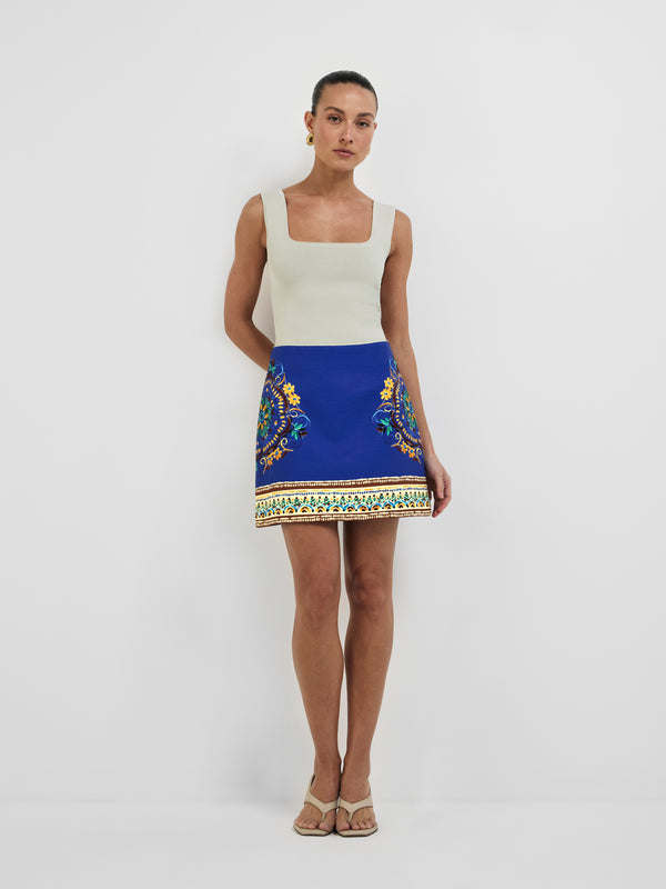MYRA MINI SKIRT, front view on size 8 model