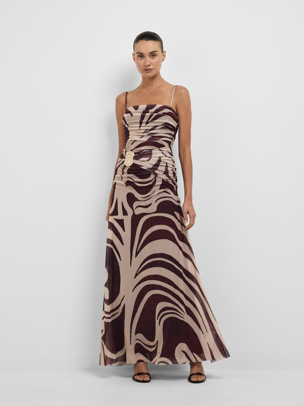 INES MAXI DRESS, front view on size 8 model