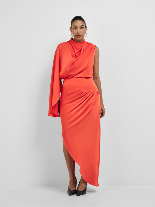 SIHAM MIDI SKIRT, front view on size 12 model