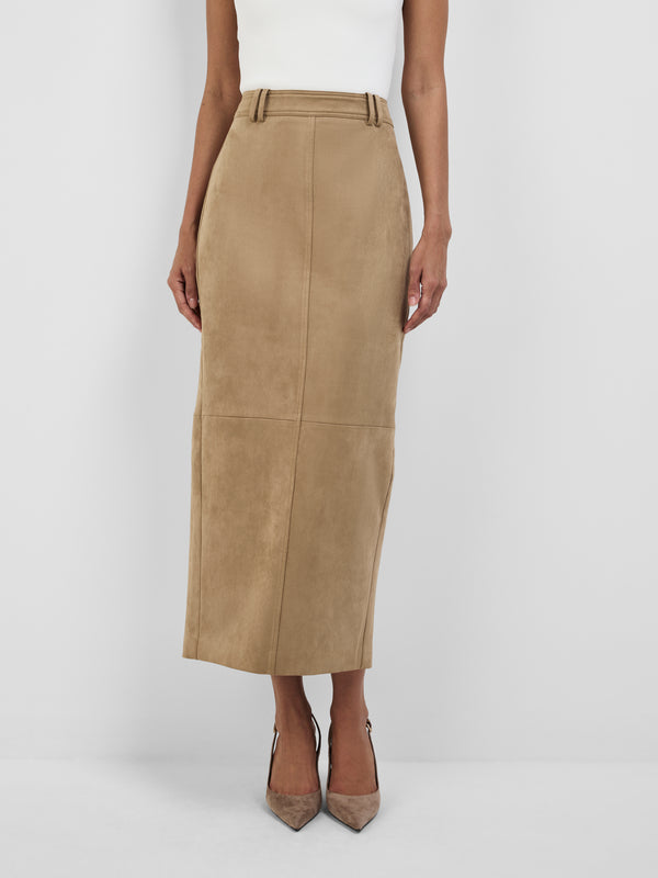 TIANA MIDI SKIRT, close-up detail on size 8 model