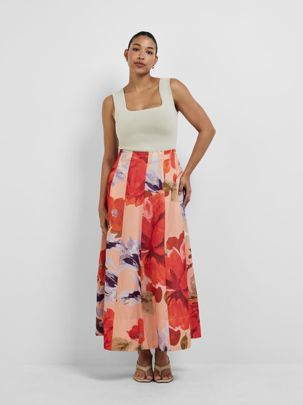 KENZA SKIRT, front view on size 12 model
