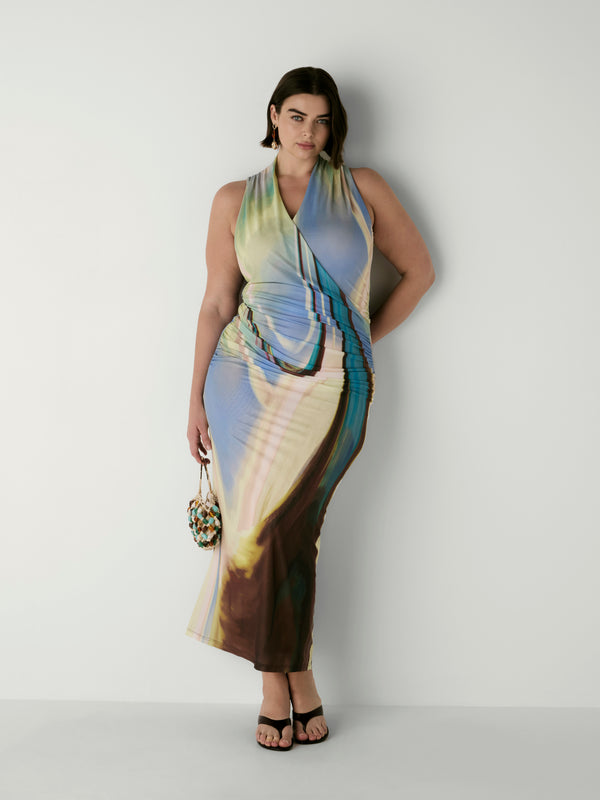CAMDEN DRESS, front view on size 16 model