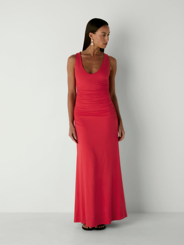 RIVER MAXI DRESS, front view on size 8 model