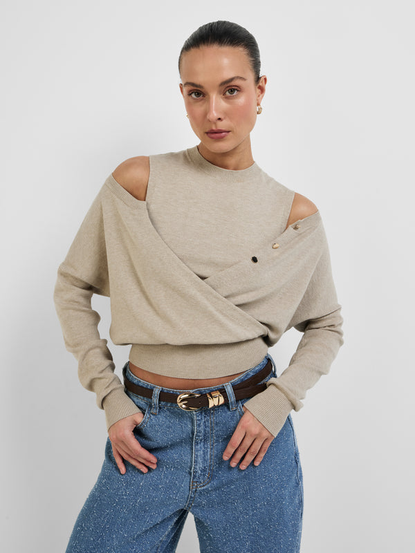 WINONA KNIT TOP, close-up detail on size 8 model
