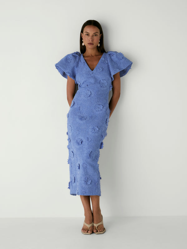 VALETTA MIDI DRESS, front view on size 8 model