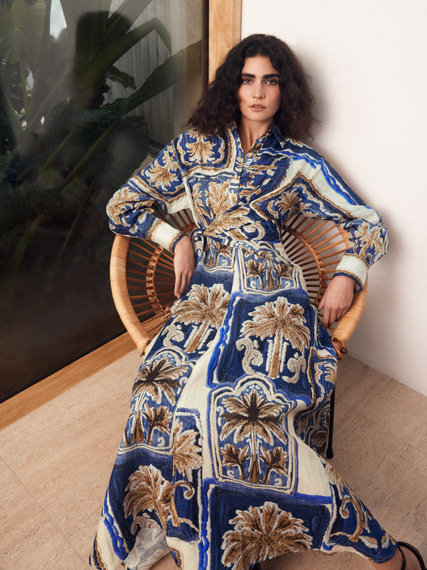 PATCHWORK PALM MIDI DRESS