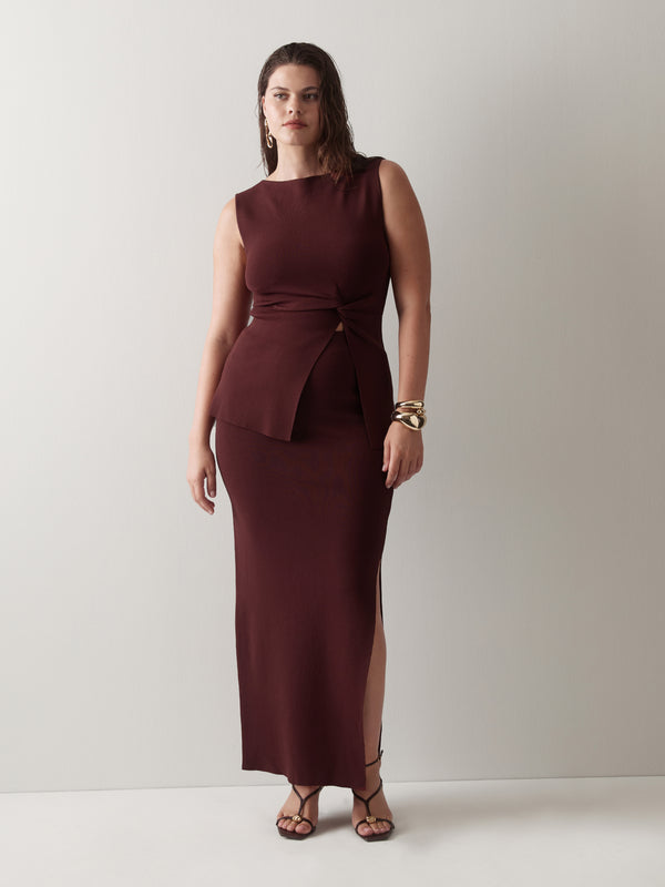 SHEIKE Maci Knit Skirt Brown 1007381 Campaign Image