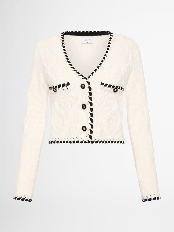 HERITAGE KNIT CARDI IN WHITE GHOST IMAGE