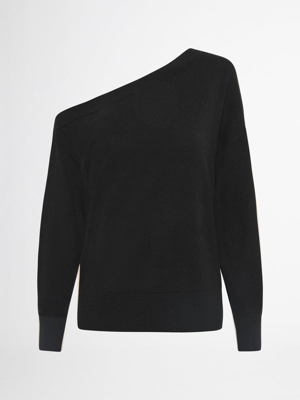 EVIE KNIT TOP IN BLACK GHOST IMAGE