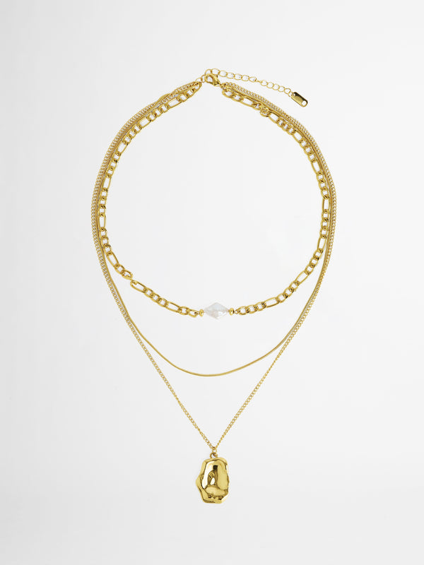 KATY LAYERED NECKLACE GOLD GHOST IMAGE