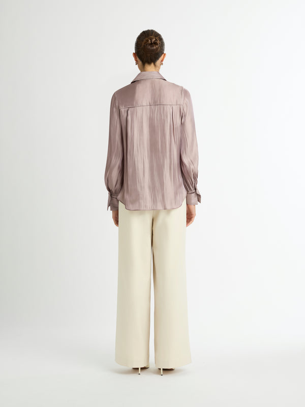MERCURY FRONT TIE SHIRT IN MATALLIC TAUPE BACK IMAGE
