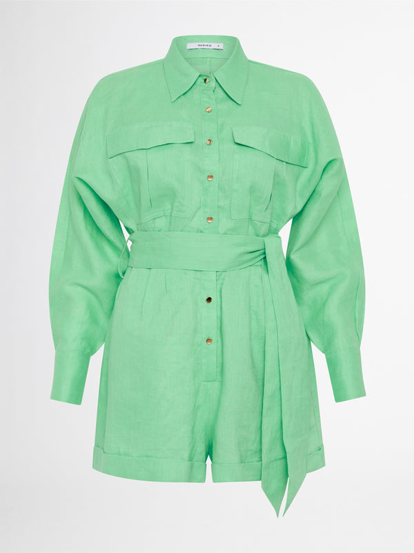 PALMA LINEN PLAYSUIT IN MINT GHOST IMAGE
