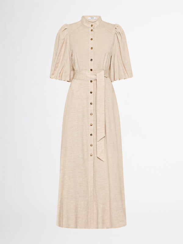 AVALON DRESS WITH CONTRAST GOLD BUTTONS GHOST IMAGE