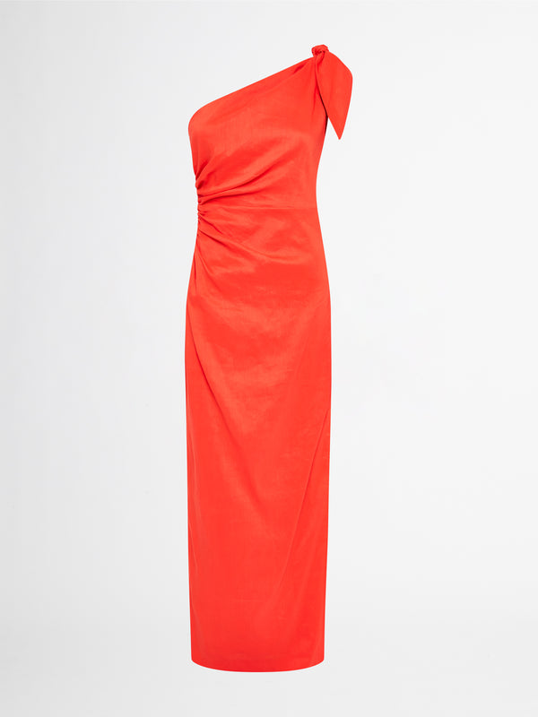KENNEDY MIDI DRESS IN RED GHOST IMAGE
