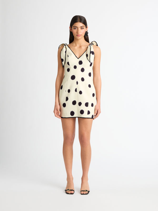 AUDREY SPOT MINI DRESS, front view on size 8 model