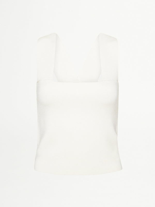 AMALFI LONGLINE KNIT TOP IN WHITE GHOST IMAGE