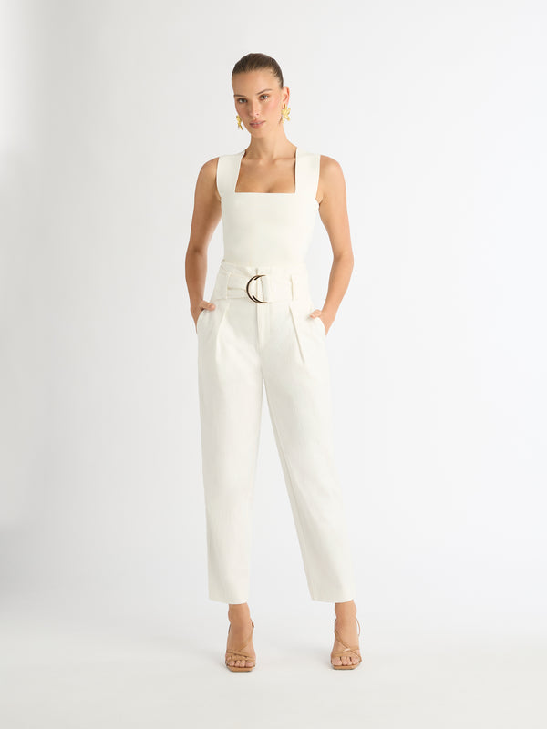 HORIZONS HIGH WAISTED PANT IN WHITE FRONT SHOT