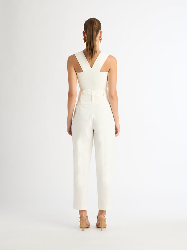 HORIZONS HIGH WAISTED PANT IN WHITE BACK SHOT