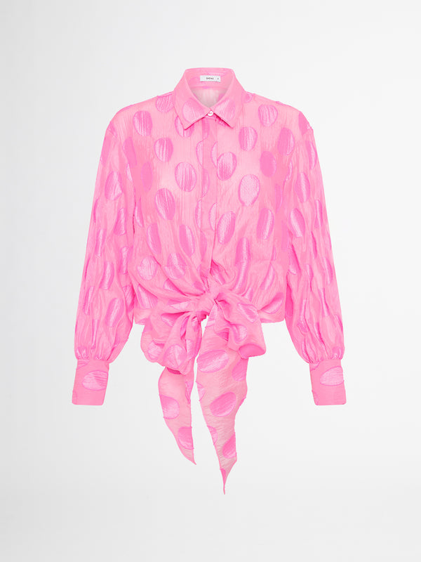EMMA DOBBY BLOUSE IN LOLLY PINK GHOST IMAGE