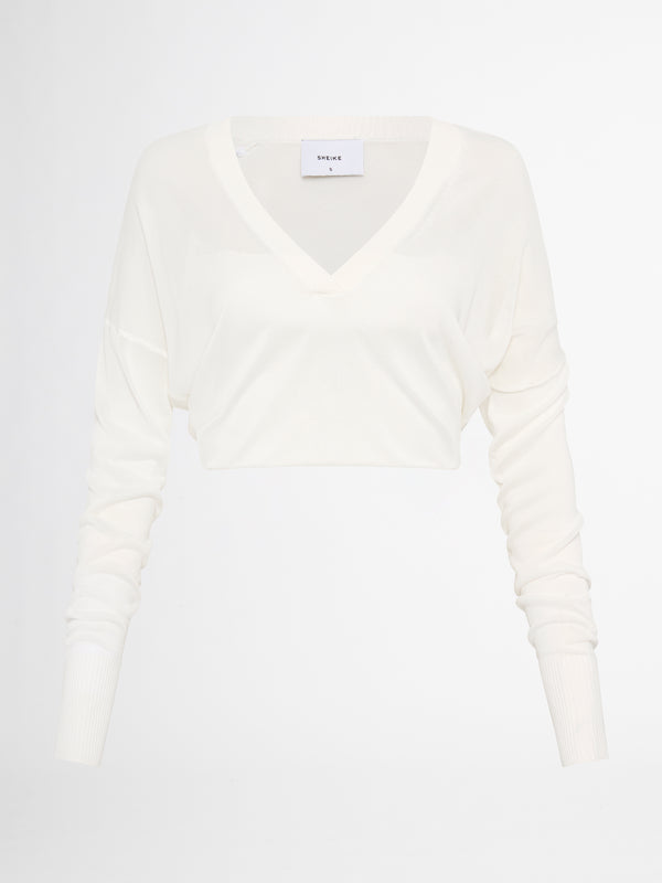 LAYERED KNIT TOP IN IVORY GHOST IMAGE