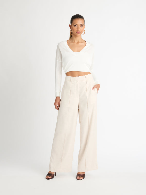LAYERED KNIT TOP IN IVORY FRONT SHOT