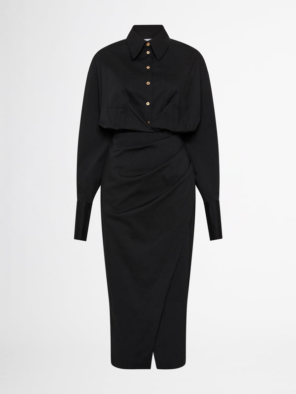TILLY SHIRT DRESS IN BLACK GHOST IMAGE