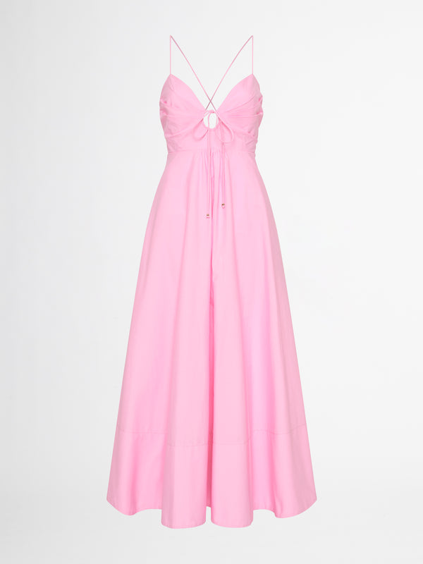 ISABEL MIDI DRESS IN PINK GHOST IMAGE