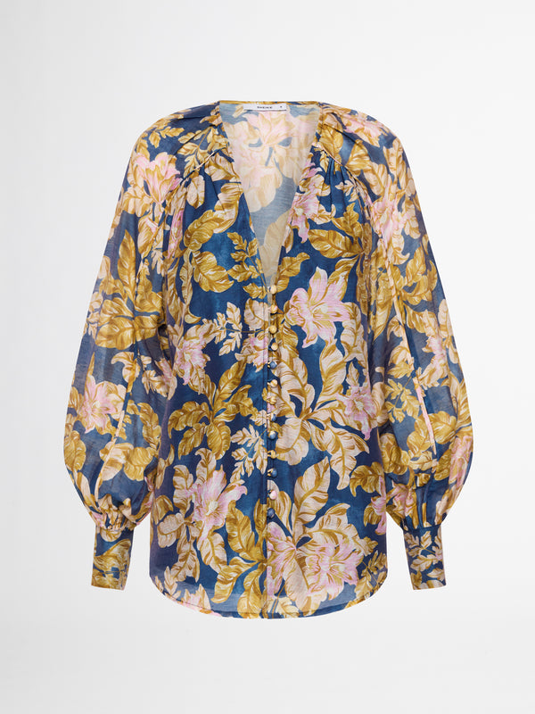 FLORAL CANVAS SHIRT IN PRINT GHOST IMAGE