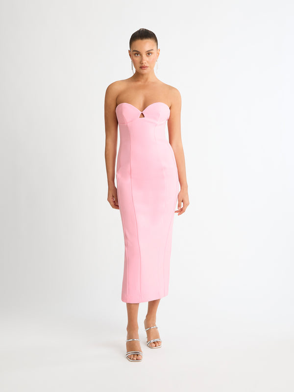EVETTE MAXI DRESS PINK FRONT IMAGE STYLED