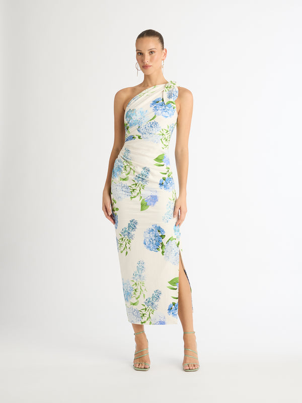BLUE BELL MIDI DRESS IN FLORAL PRINT FRONT SHOT