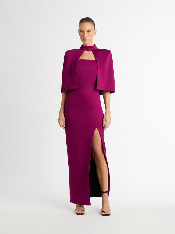 CHARLIE STRAPLESS LONGLINE GOWN WITH SIDE SPLIT STYLING SHOT