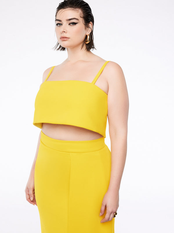 BECK CROP TOP IN YELLOW CAMPAIGN IMAGE