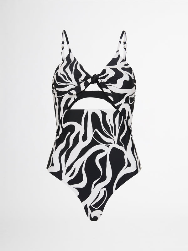 PIPA MULTI-WEAR SWIMSUIT IN BLACK AND WHITE PRINT GHOST IMAGE