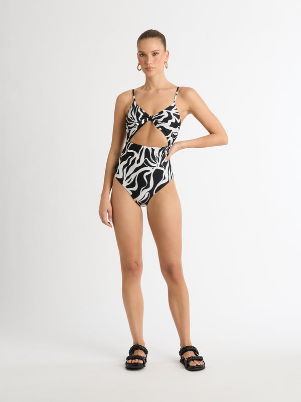 PIPA MULTI-WEAR SWIMSUIT IN BLACK AND WHITE PRINT FRONT SHOT