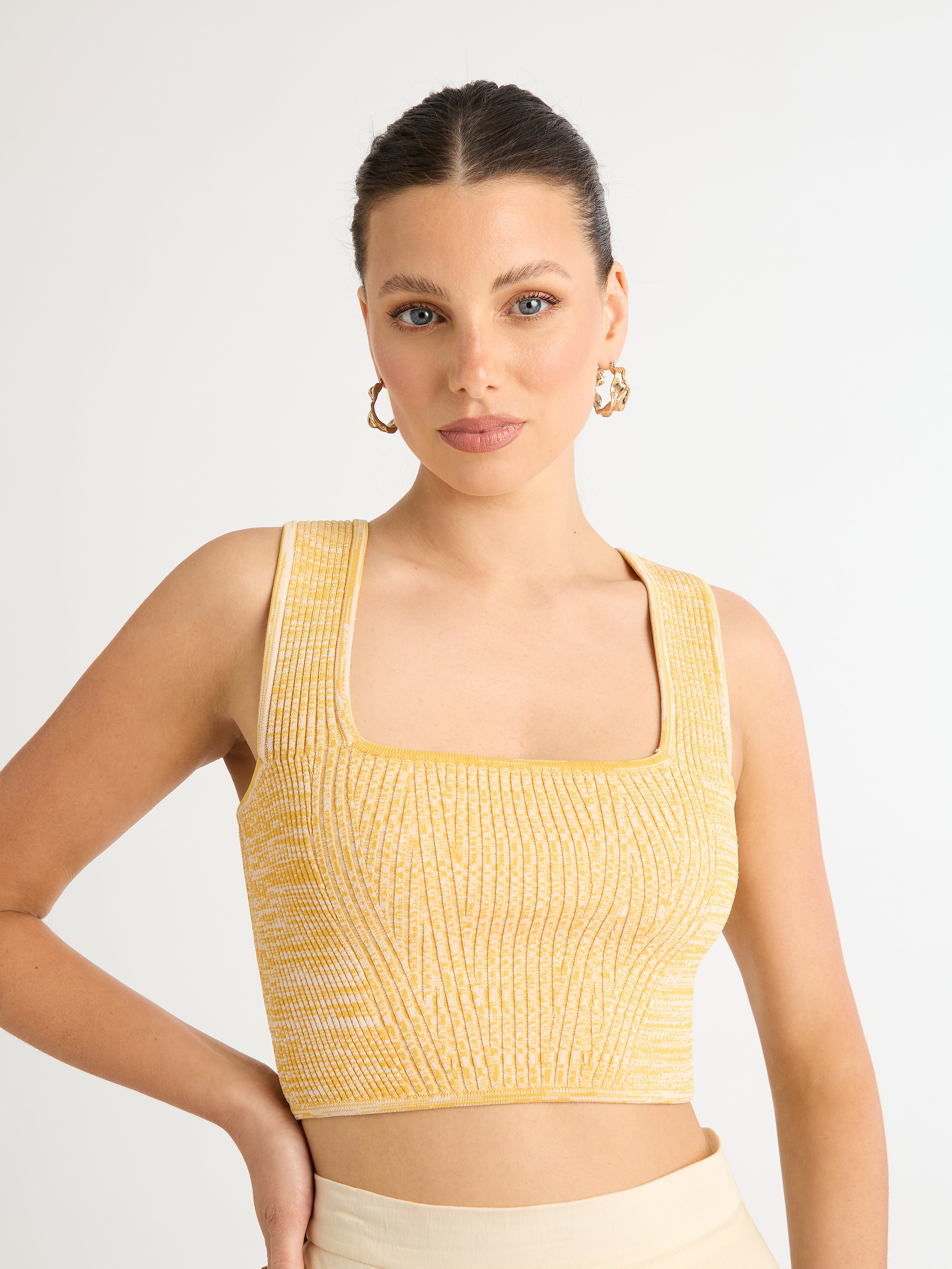 Liberty Knit Top Yellow, Cropped Knit Top