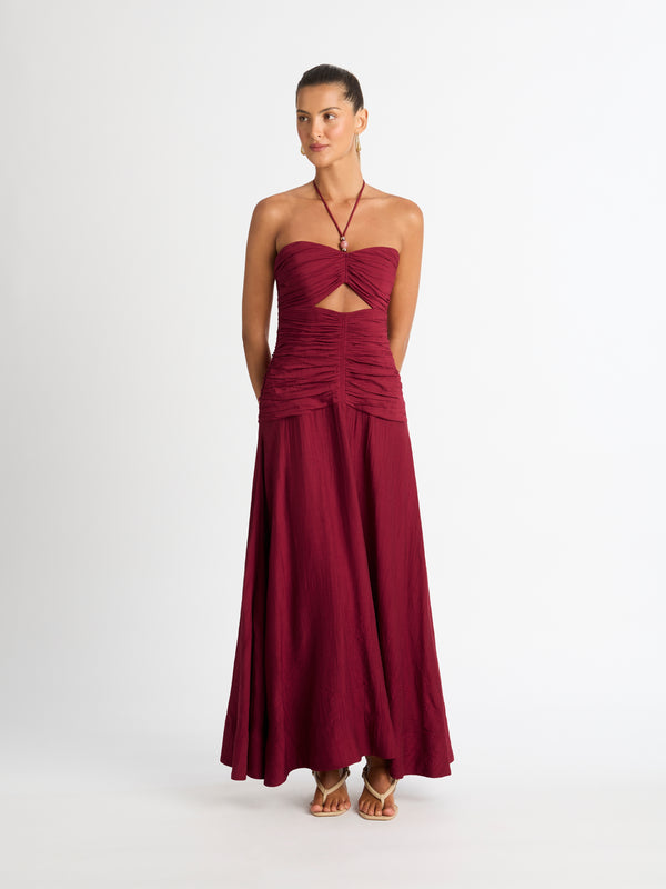 ASHLEA MAXI DRESS IN SCARLET RED FRONT SHOT