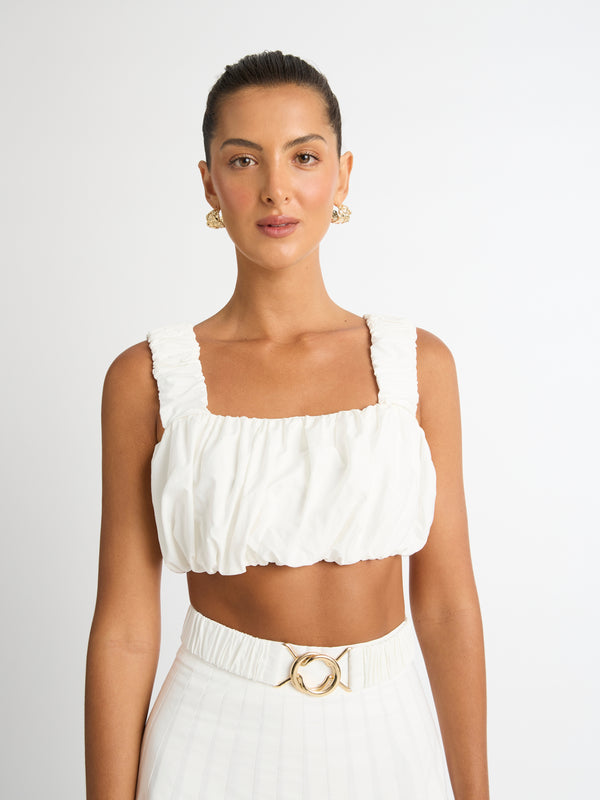 NOEMI CROP TOP IN WHITE CLOSE UP