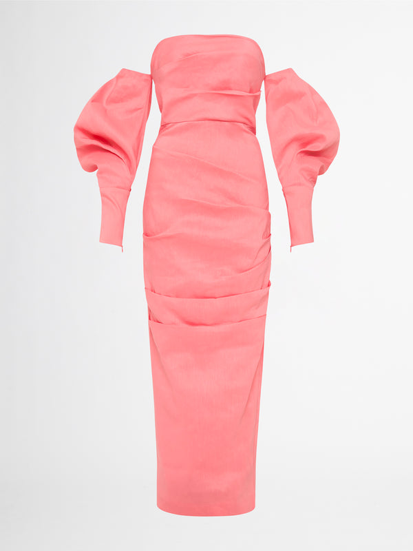ISOLA MIDI DRESS IN CORAL GHOST IMAGE