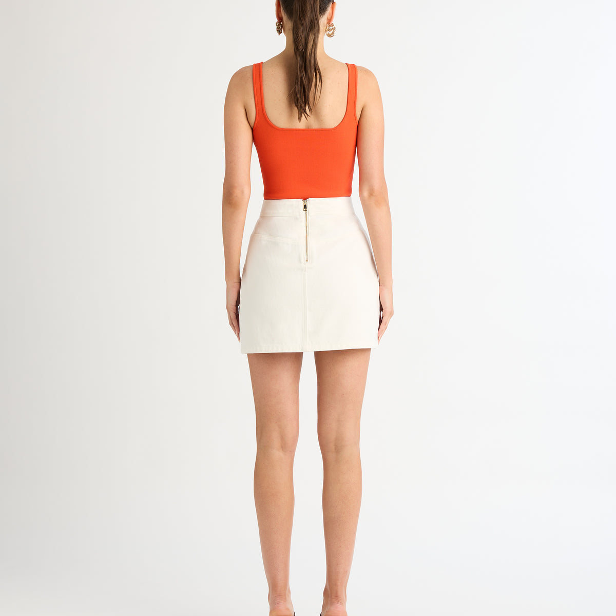 Republic Denim Skirt White | Asymmetric Denim Skirt | SHEIKE