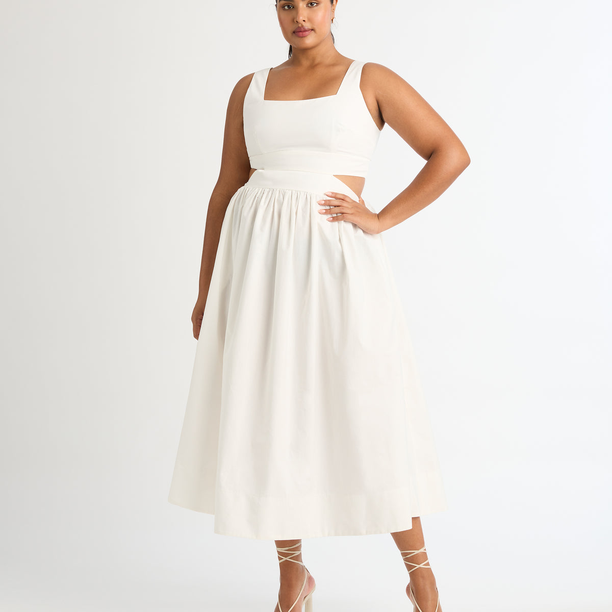 Celeste Midi Dress White | Cotton Midi Dress | SHEIKE