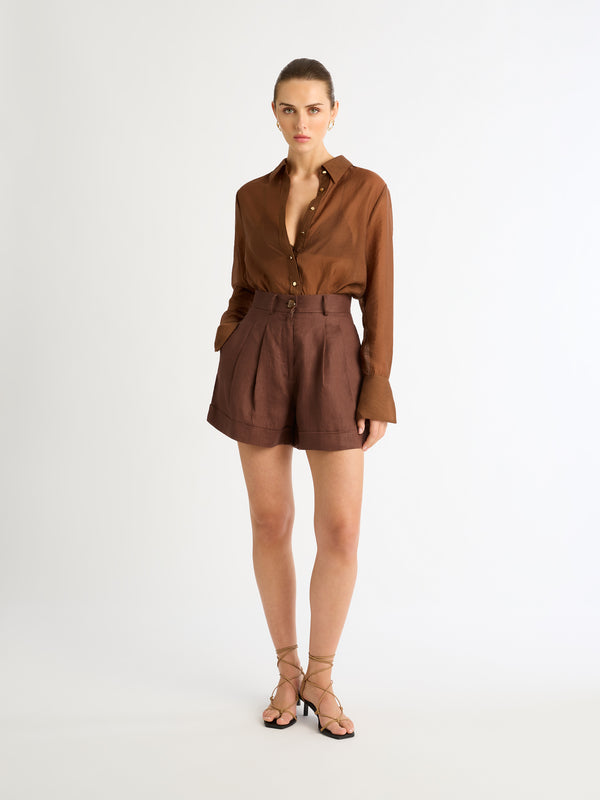 MARRISSA SHORTS IN CHOCOLATE FRONT IMAGE
