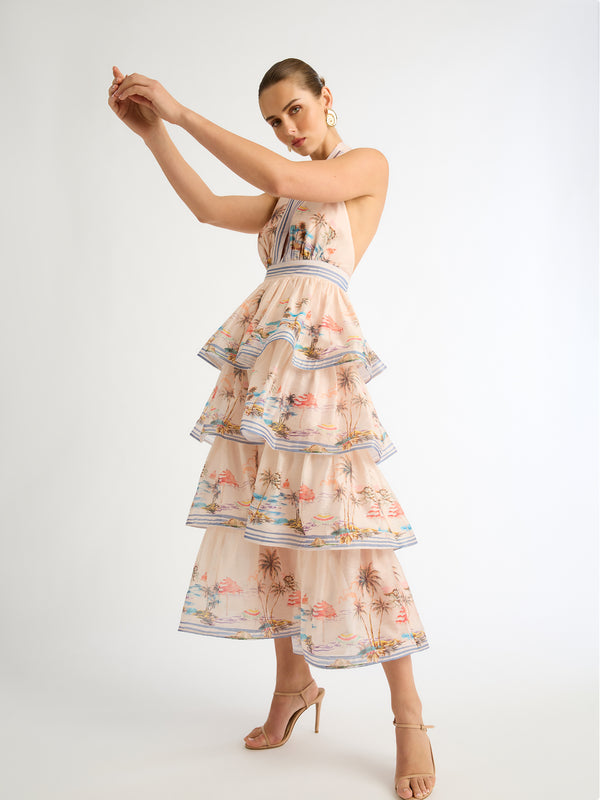 Natalia Blue Floral Printed Strapless Maxi Dress – 12th Tribe