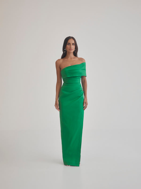 GISELLE GOWN IN JADE GREEN FRONT IMAGE