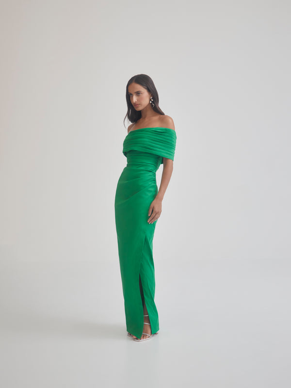 GISELLE GOWN IN JADE GREEN SIDE IMAGE