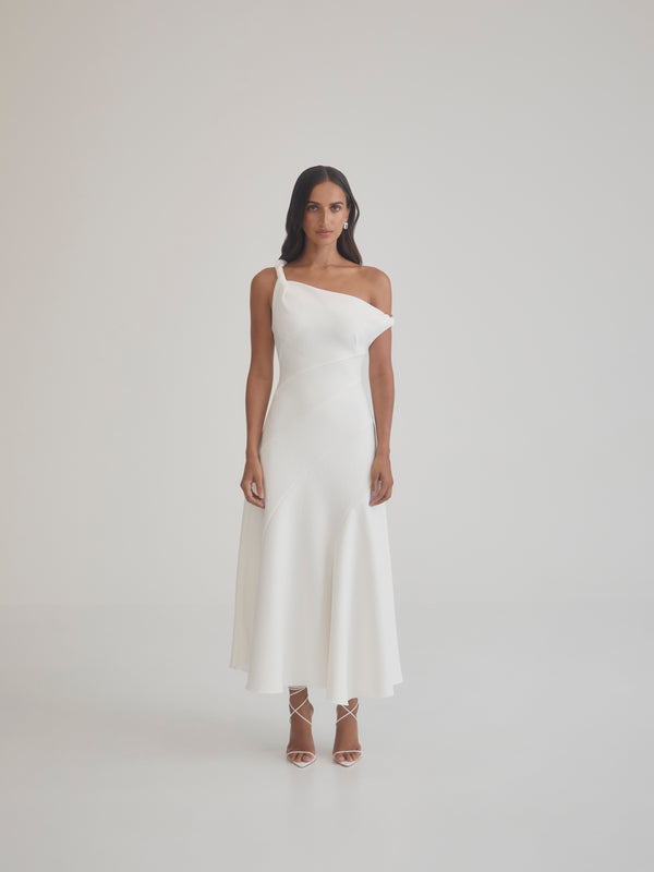 MOMENTUM DRESS IN  WHITE FRONT IMAGE