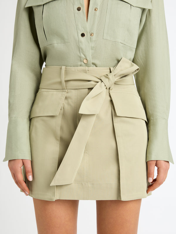 IVY MINI WITH SIDE PATCH POCKETS ALOE DETAIL IMAGE