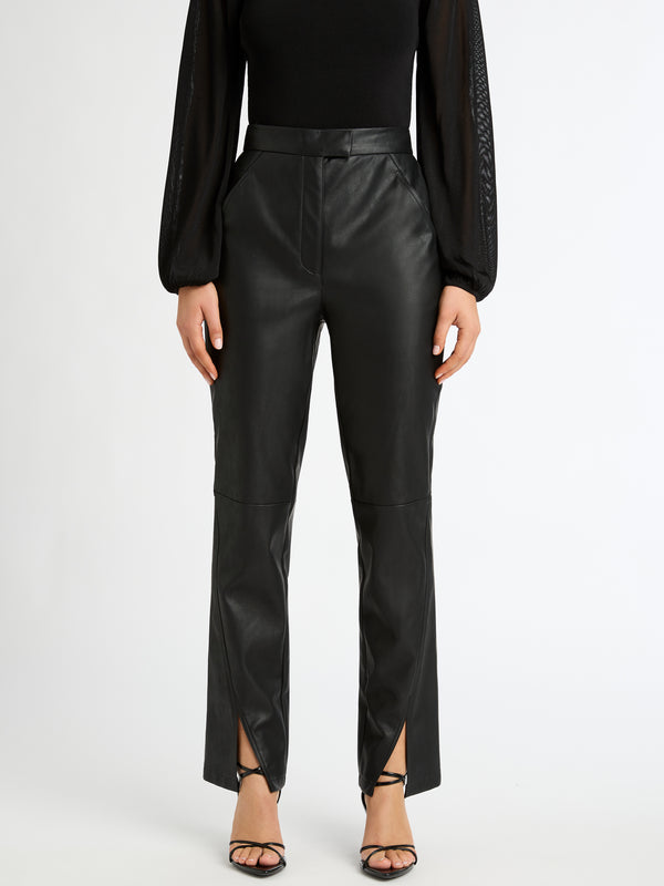 JAMIE FAUX LEATHER PANT IN BLACK DETAIL IMAGE