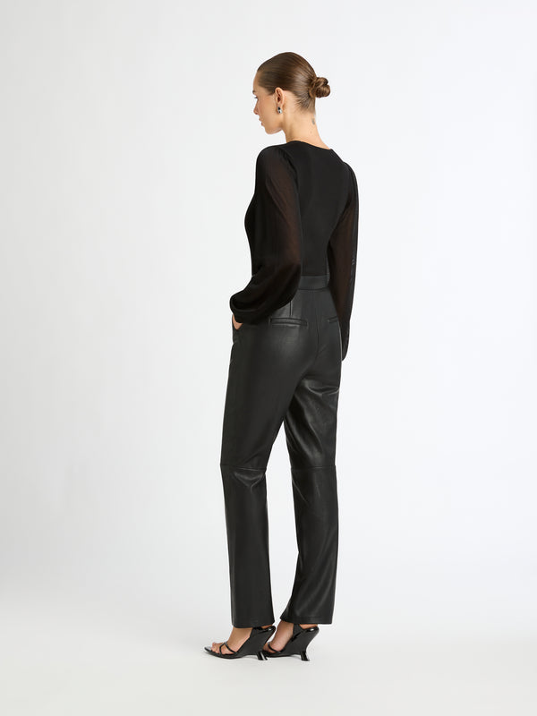 JAMIE FAUX LEATHER PANT IN BLACK BACK IMAGE